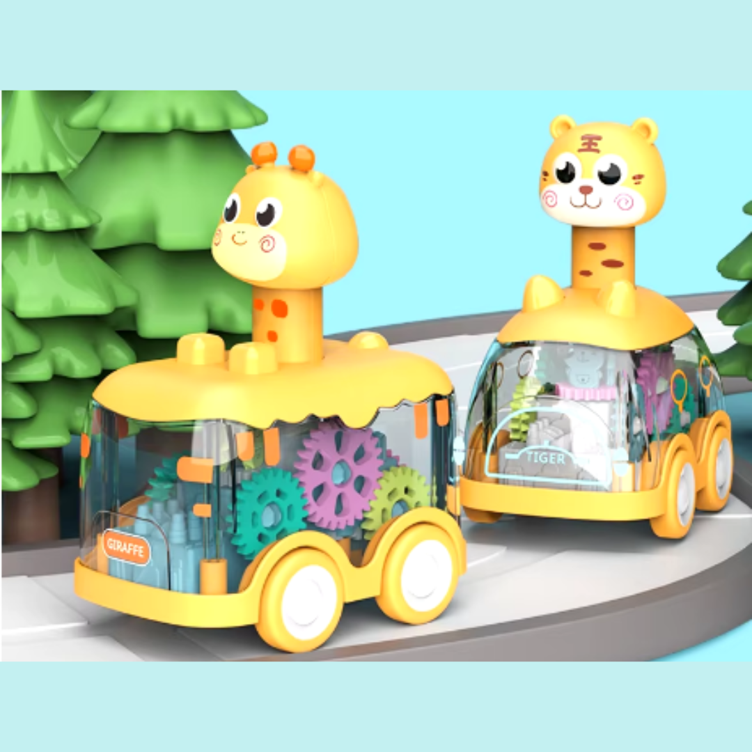 Voiture Lumineuse Bébé – Couleurs Changeantes, Veilleuse, Motifs Animaux, Stimule l'Imagination | GlowZoom by TrioNest™