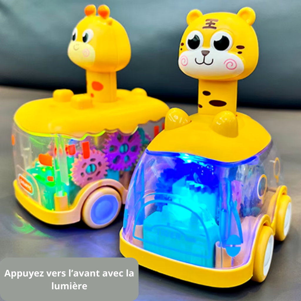 Voiture Lumineuse Bébé – Couleurs Changeantes, Veilleuse, Motifs Animaux, Stimule l'Imagination | GlowZoom by TrioNest™