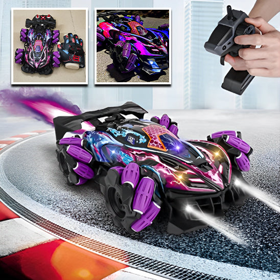 Voiture Téléguidée Gant Gestuel Rotation 360° LED Spray Portée 100m SPINRUSH – TrioNest™