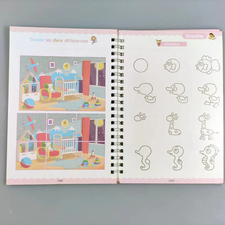 Cahier d'Écriture Magique Réutilisable MagicWrite – 4 Cahiers, Stylo Encre Magique | TrioNest™ mon adorable bebe