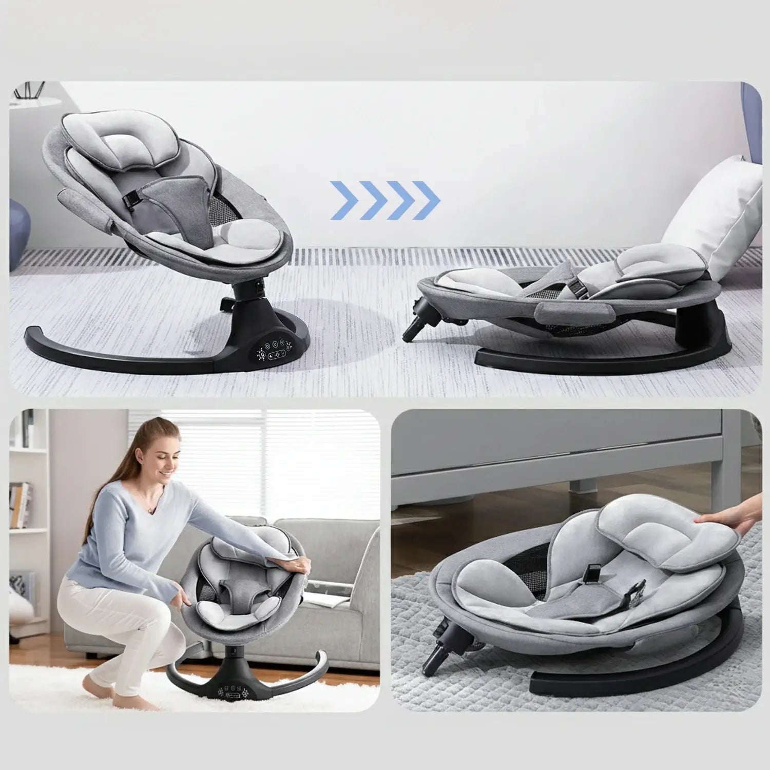 Balancelle Bébé – Bluetooth, Télécommande, Minuterie, Moustiquaire, Housse Réversible, Ultra-Légère | SwingZen by TrioNest™ Mon Adorable Bébé