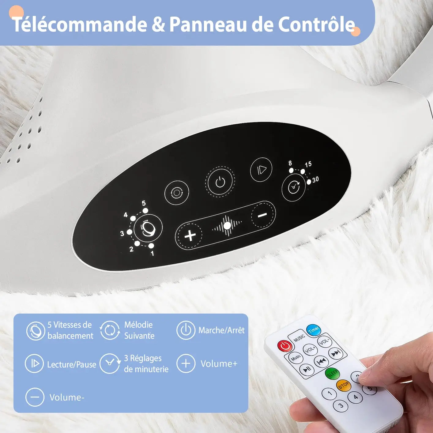 Balancelle Bébé – Bluetooth, Télécommande, Minuterie, Moustiquaire, Housse Réversible, Ultra-Légère | SwingZen by TrioNest™ Mon Adorable Bébé