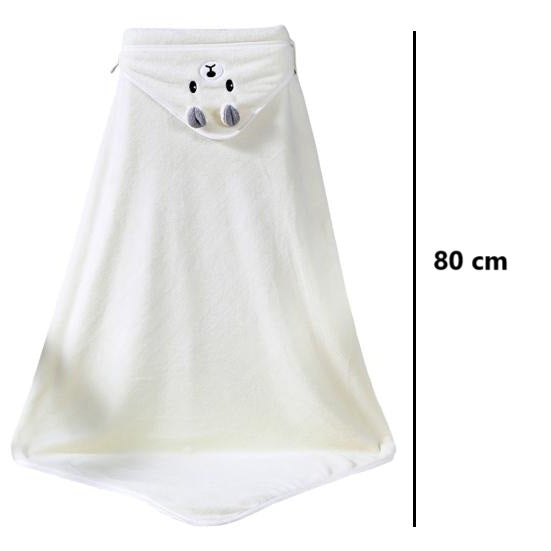 Cape de Bain Bébé à Motif d'Animaux – Polaire Corail, 80x80 cm, Lavable Machine | TrioNest™ mon adorable bebe