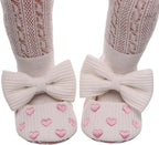 Chaussure Bébé Fille Coton 0-18 Mois – Nœud Papillon, Fermeture Zip, Respirant, Lavable 30° | BowStep by TrioNest™ Mon Adorable Bébé