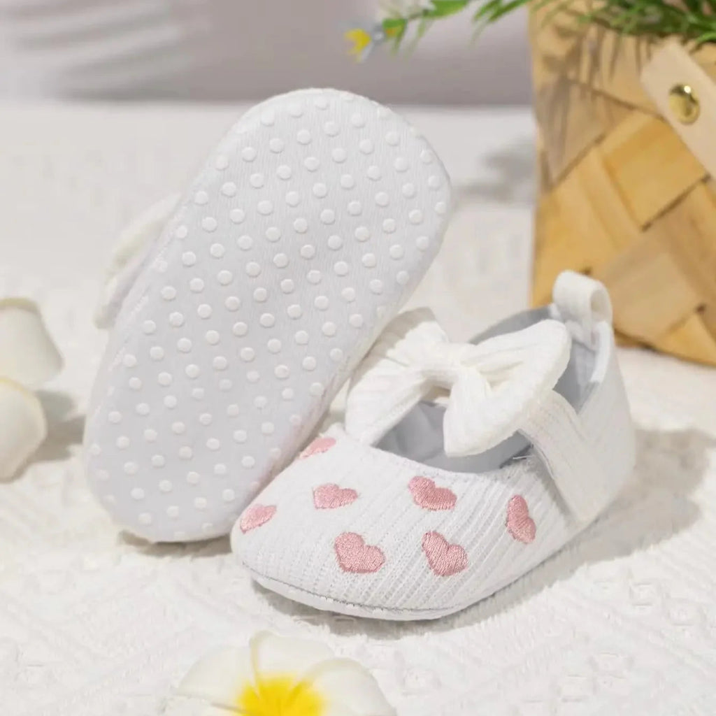 Chaussure Bébé Fille Coton 0-18 Mois – Nœud Papillon, Fermeture Zip, Respirant, Lavable 30° | BowStep by TrioNest™ Mon Adorable Bébé