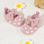 Chaussure Bébé Fille Coton 0-18 Mois – Nœud Papillon, Fermeture Zip, Respirant, Lavable 30° | BowStep by TrioNest™ Mon Adorable Bébé