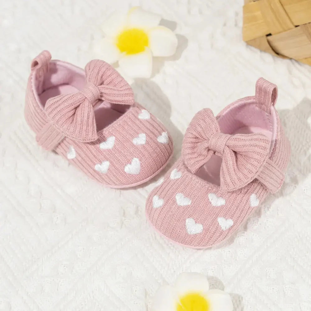 Chaussure Bébé Fille Coton 0-18 Mois – Nœud Papillon, Fermeture Zip, Respirant, Lavable 30° | BowStep by TrioNest™ Mon Adorable Bébé
