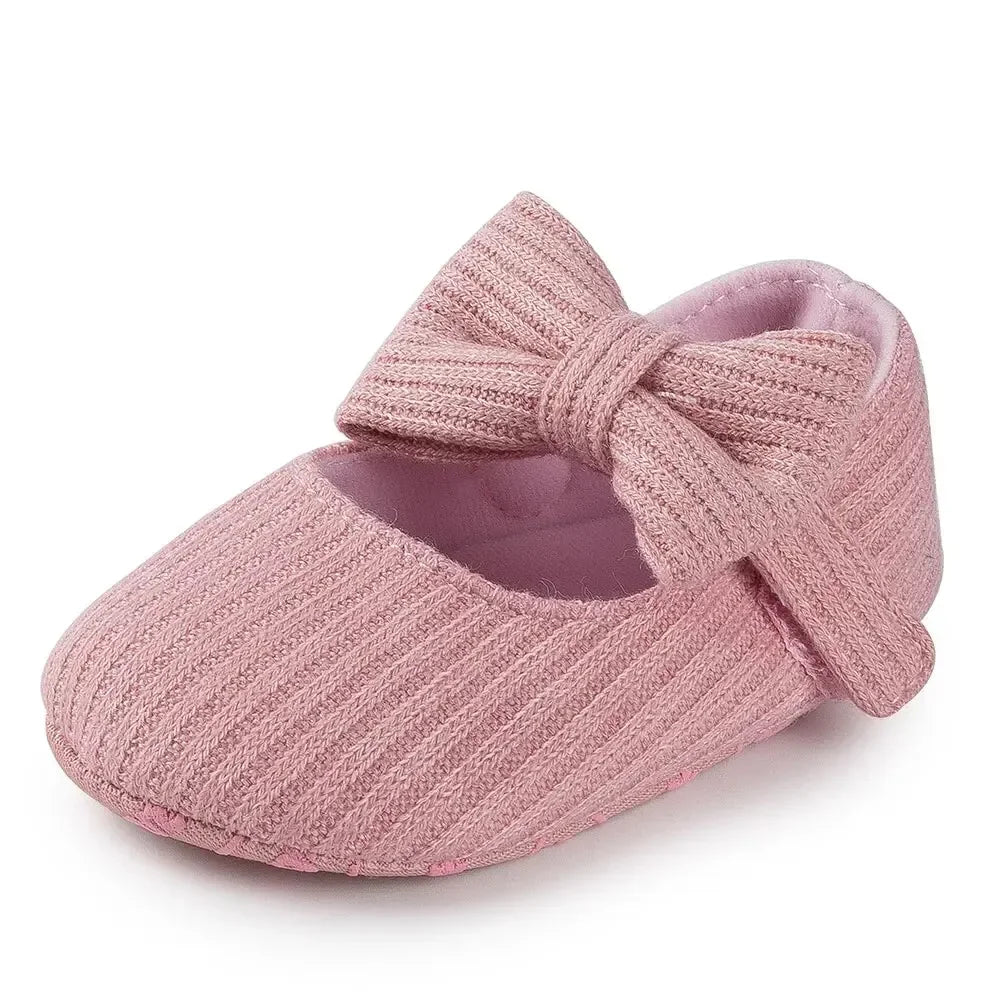 Chaussure Bébé Fille Coton 0-18 Mois – Nœud Papillon, Fermeture Zip, Respirant, Lavable 30° | BowStep by TrioNest™ Mon Adorable Bébé