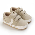 Chaussure Bébé Garçon 0-18 Mois – Coton Naturel, Double Velcro, Semelle Flexible, Lavable 30° | VelcroStep by TrioNest™ Mon Adorable Bébé