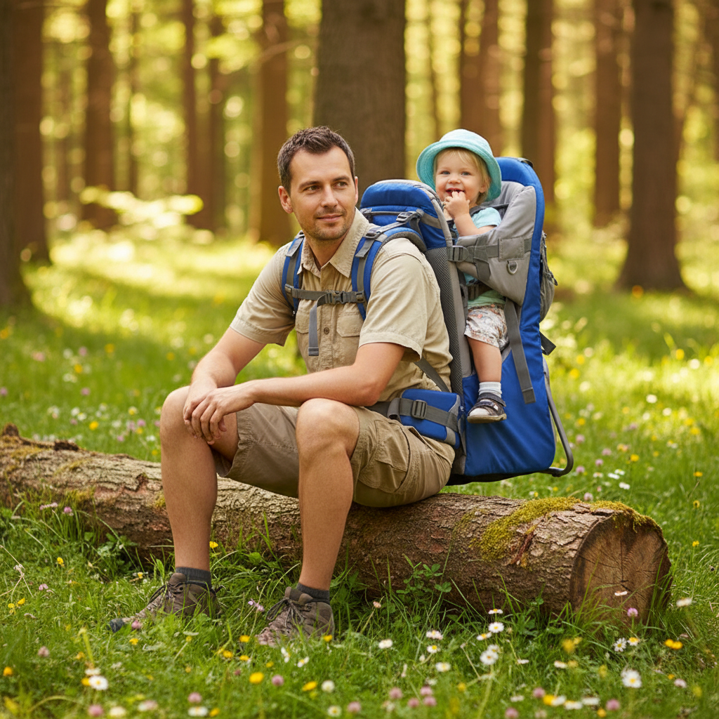Porte-Bébé Randonnée & Voyage - Châssis Ultra-Léger & Confort Dos - Pare-Soleil & Rangement Intégré | TrioNest Adventure