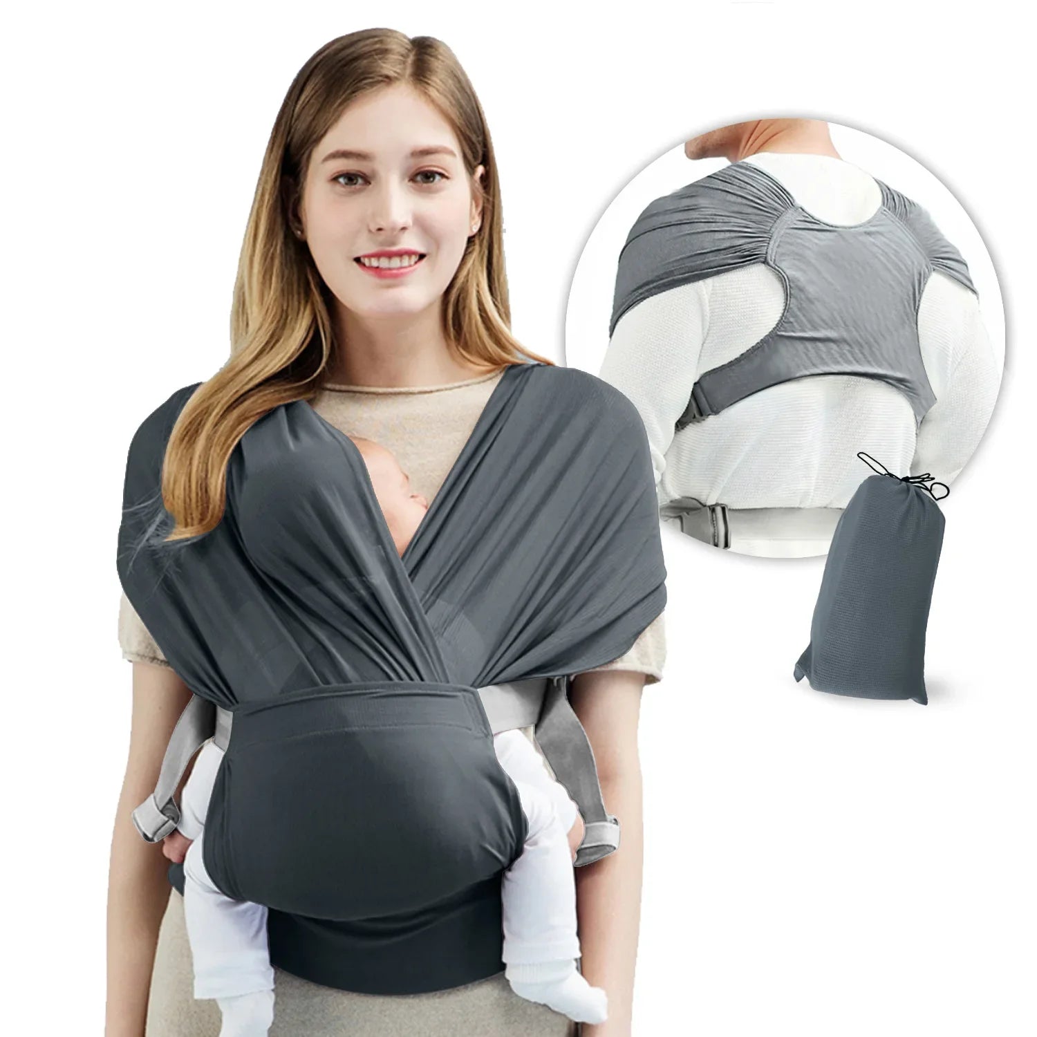 Écharpe Portage Bébé Ajustable AdjustNest – Polyester, 3 Positions, 0-24 Mois | TrioNest™