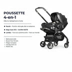 TrioNest™ Poussette 4-en-1 Bidirectionnelle | Nacelle + Siège Auto ECE | Dès la Naissance TrioNest™ Poussette 3 en 1