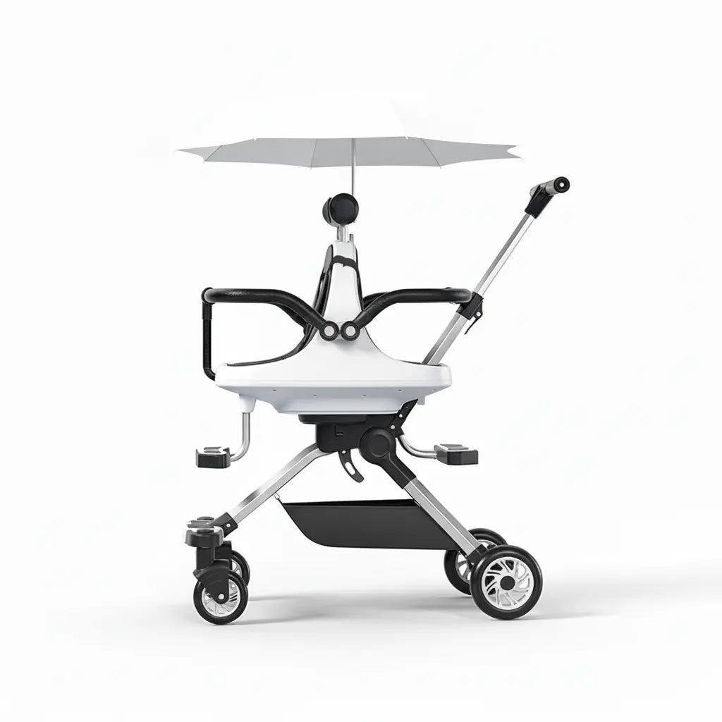 Poussette Double Tandem Dos à Dos – Parasol Anti-UV, Cadre Alu, Pliage 1 Bouton, Roues 360°, Jumeaux & Fratrie | TrioNest™ TrioNest