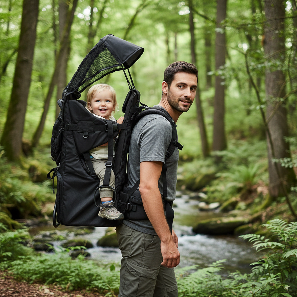 Porte-bébé randonnée TrioNest Adventure - Canopy soleil forêt