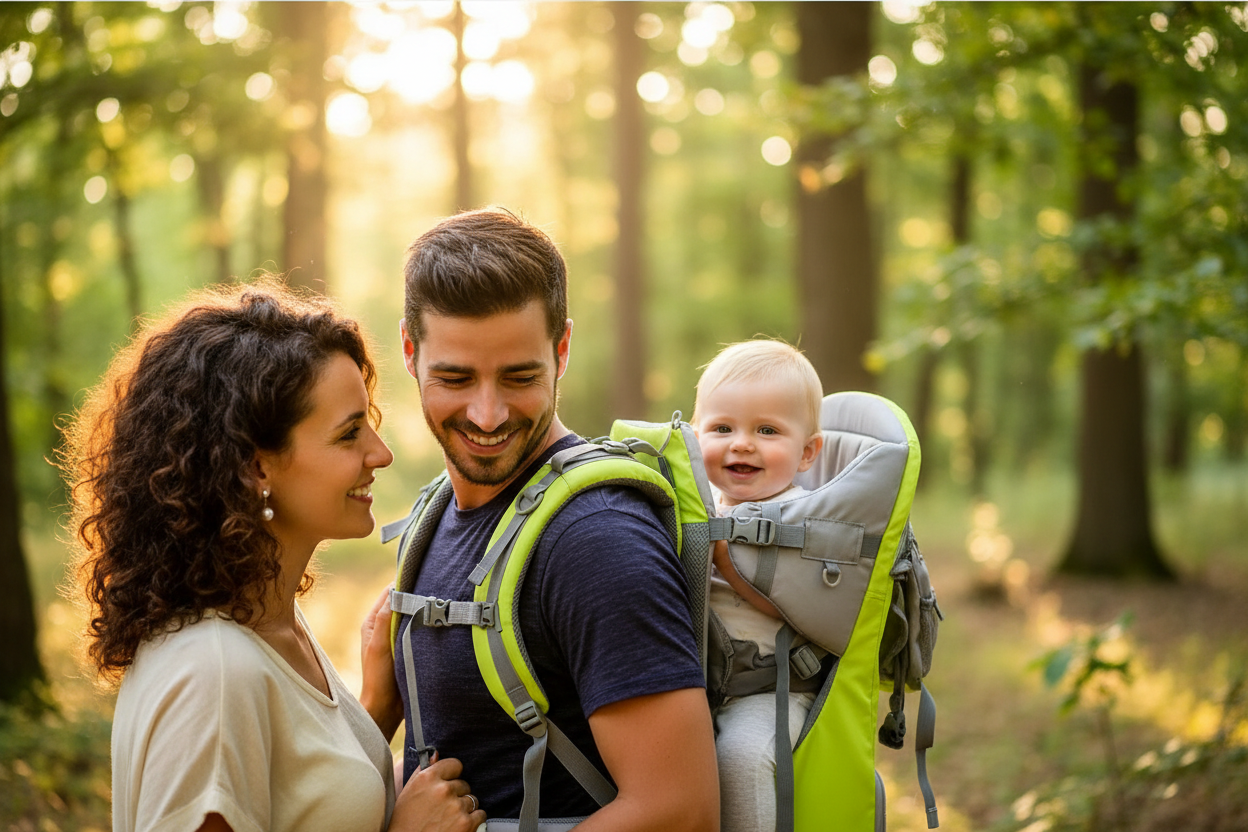 Porte-Bébé Randonnée & Voyage - Châssis Ultra-Léger & Confort Dos - Pare-Soleil & Rangement Intégré | TrioNest Adventure