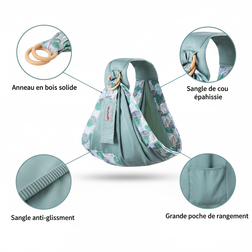 Porte-Bébé Écharpe Enveloppante Multifonction | TrioNest™ – Portage, Allaitement & Protection, 0-36 Mois