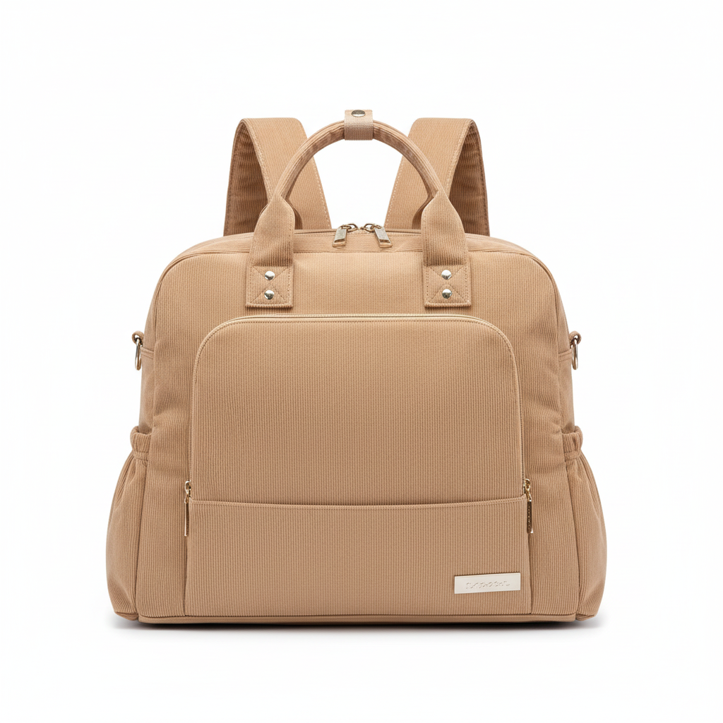 Sac à Langer Marron Velours Côtelé - Design "Héritage" Chic & Doux - Impérméable & Grande Capacité | TrioNest™ Heritage