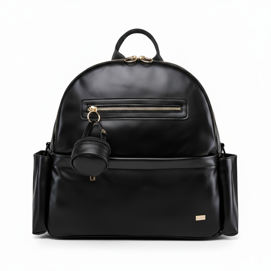 Sac à Dos à Langer Cuir Rose Poudré - Design Chic & Féminin - Imperméable avec Attaches Poussette Incluses | TrioNest™ Élite