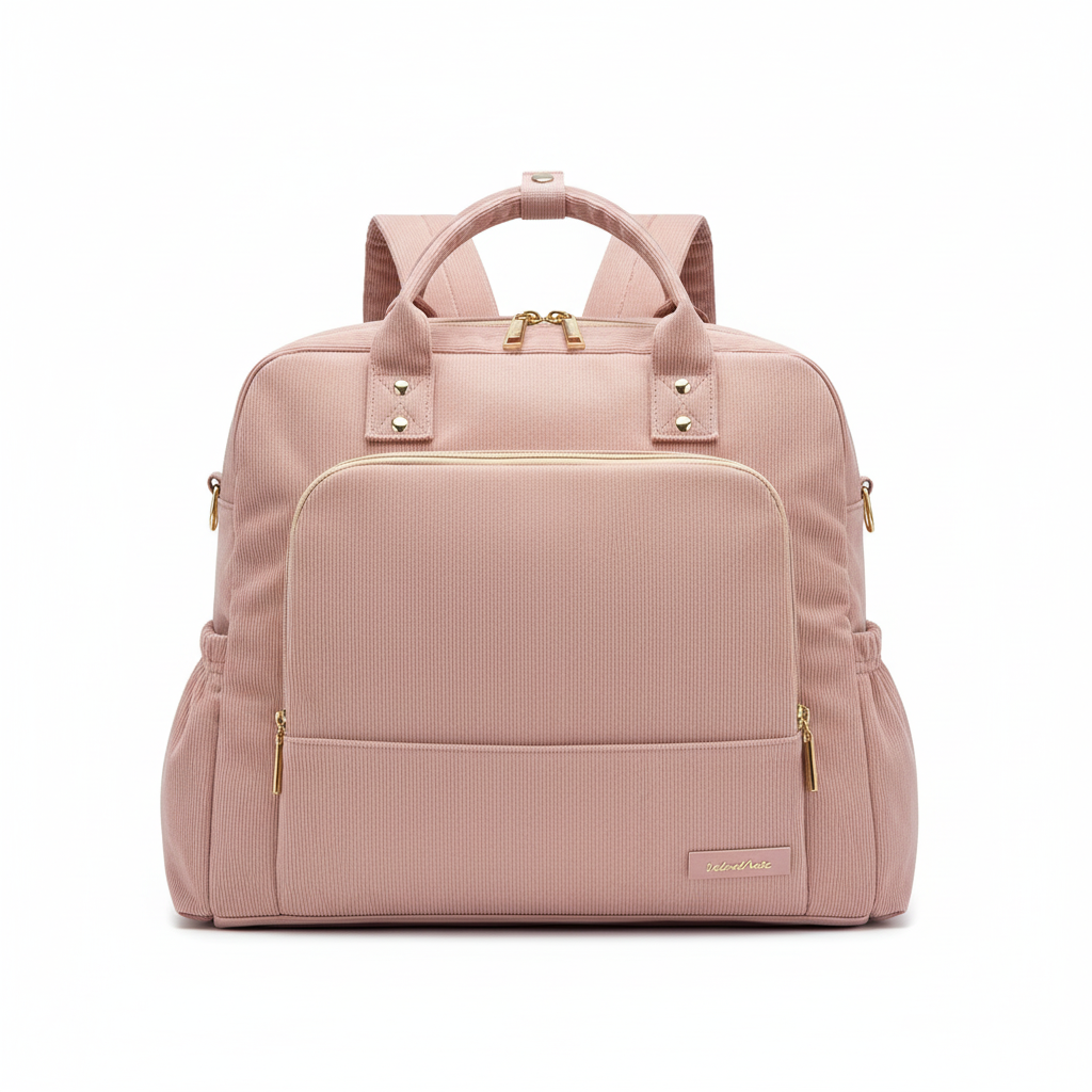 Sac à Langer Marron Velours Côtelé - Design "Héritage" Chic & Doux - Impérméable & Grande Capacité | TrioNest™ Heritage