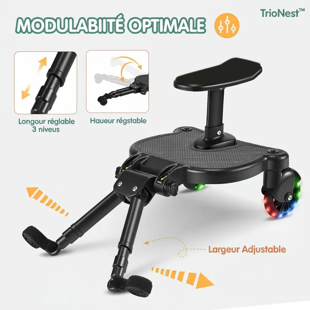 TrioNest™ Planche de Poussette 2-en-1 | Debout & Assis | 25 kg | Compatible 95% Poussettes TrioNest