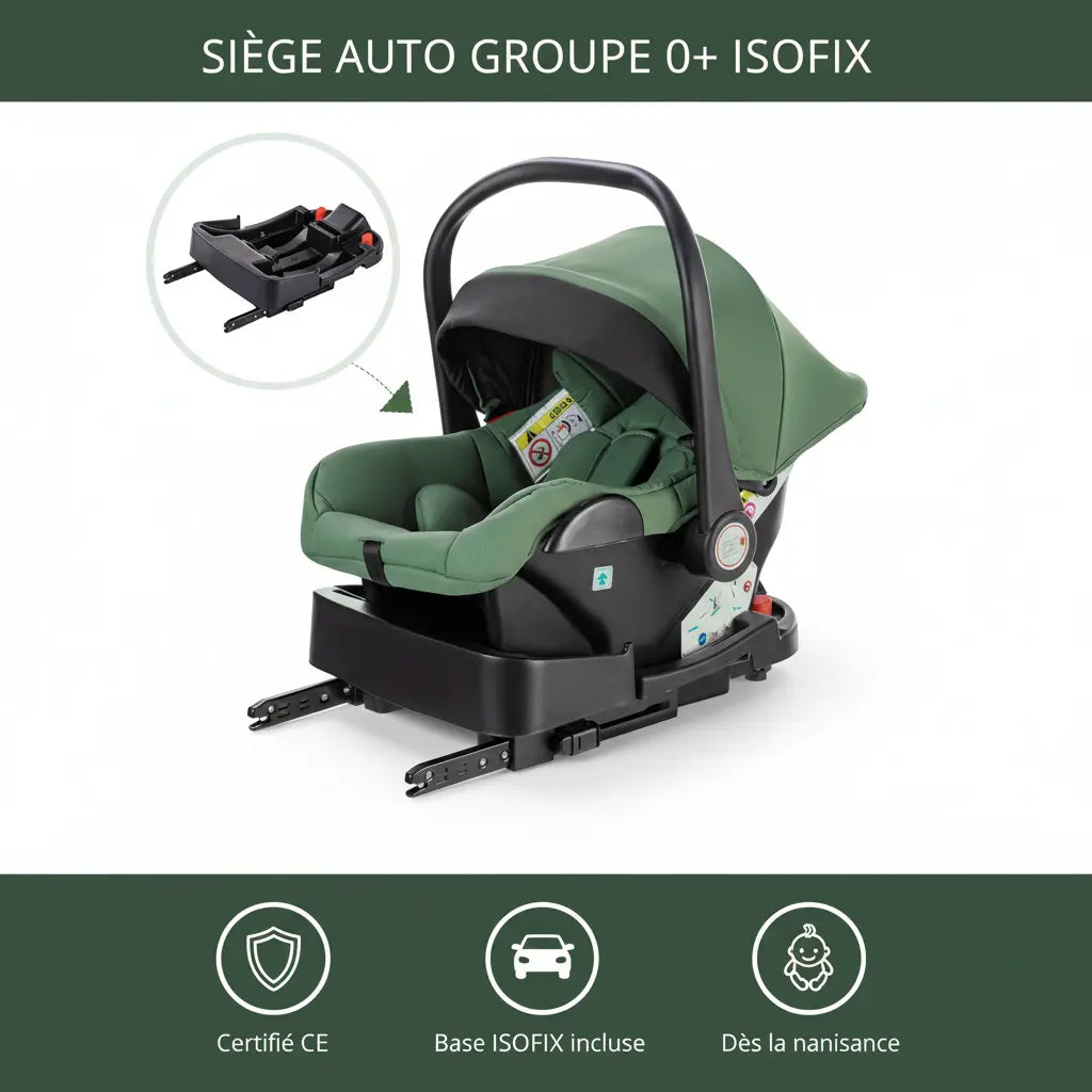 Poussette 3-en-1 avec Base ISOFIX – Nacelle, Siège Auto & Siège Poussette, Cadre Alu, Dès la Naissance | TrioNest™ TrioNest™ Poussette 3 en 1
