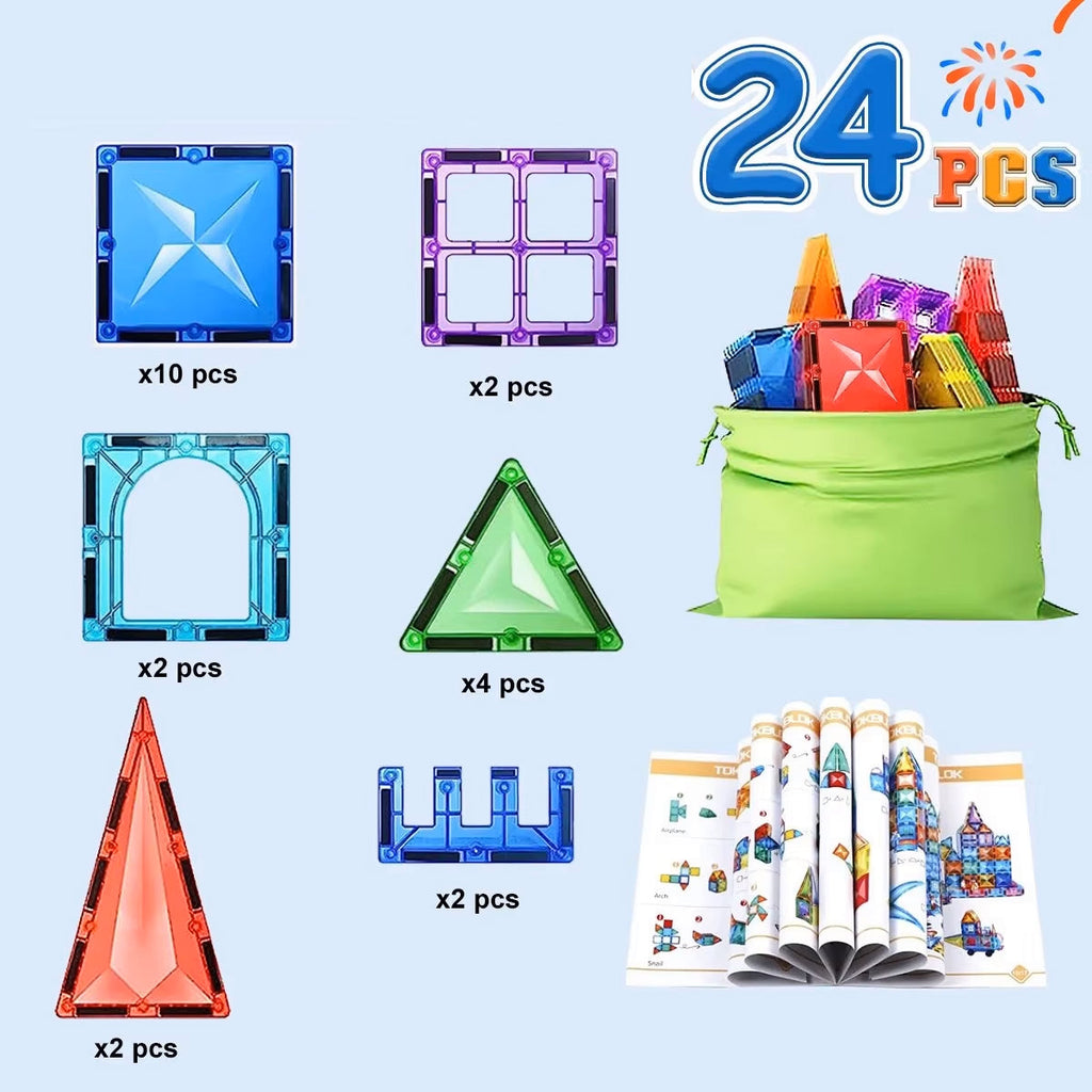 Jeux de Construction Magnétique – 24 ou 41 Pièces, Non Toxique, Dès 3 Ans | TrioNest™