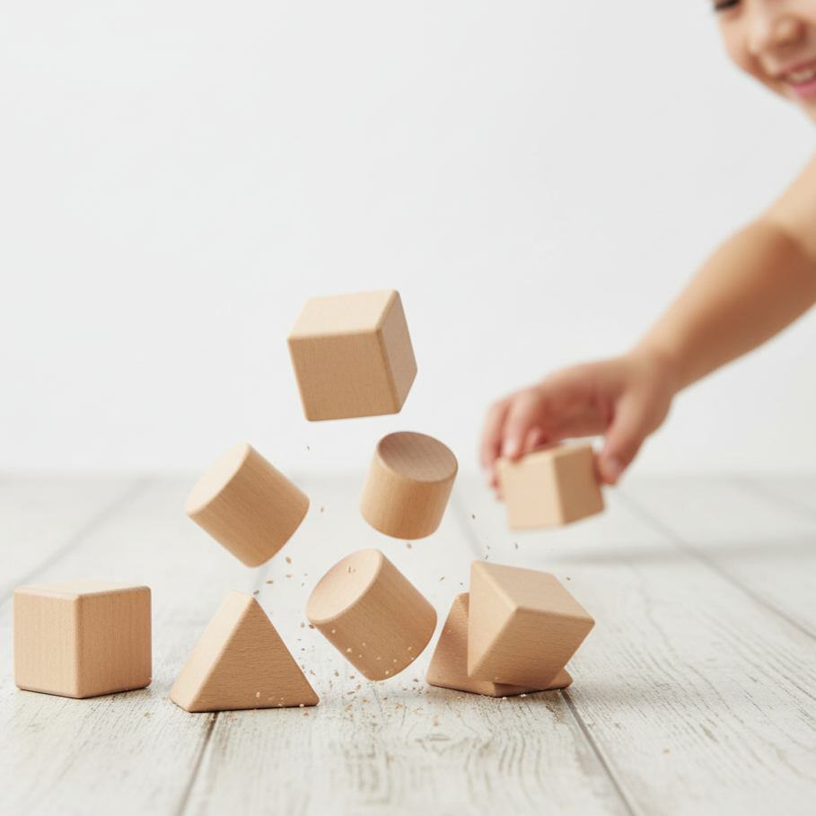 Jeu de Construction en Bois Naturel – 100 Pièces, Hêtre FSC, Seau Rangement, Montessori, Dès 18 Mois | WoodiFun by TrioNest™