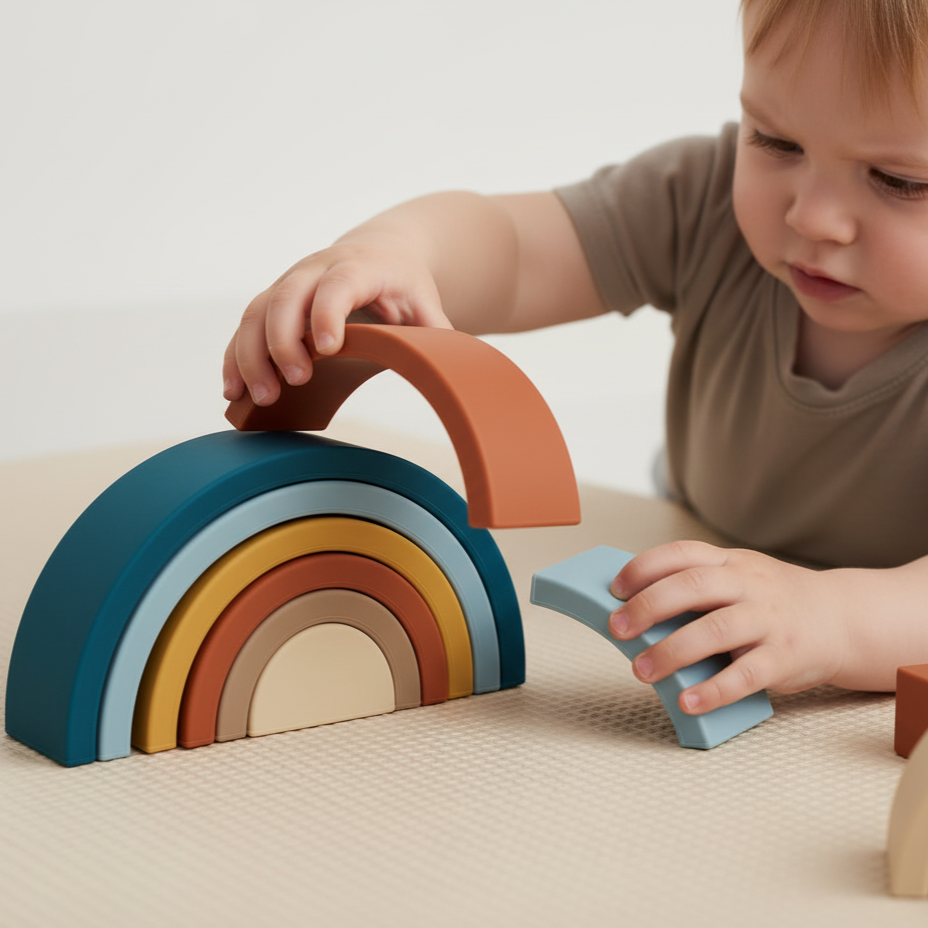Demi-Cercles Empilables ArcNest – Silicone Sans BPA, 7 Pièces, Couleurs Pastels | TrioNest™
