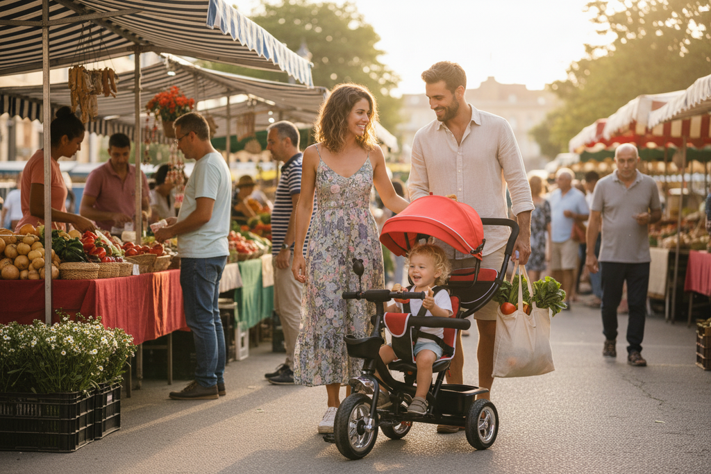 Tricycle Évolutif 4 Modes avec Pare-Soleil – Poignée Réglable, Sonnette, Panier, 1-5 Ans | TrioNest™