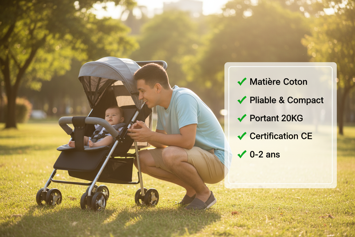 Poussette Bébé Compacte Pliable | TrioNest™ – Légère, Maniable & Confortable