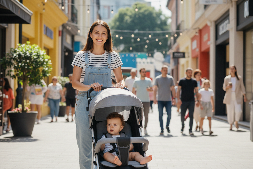 Poussette Bébé Compacte Pliable | TrioNest™ – Légère, Maniable & Confortable