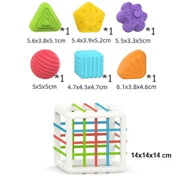 Jouet de Tri Sensoriel Montessori – ABS Non Toxique, Blocs Formes Couleurs, 14x14 cm | TrioNest™
