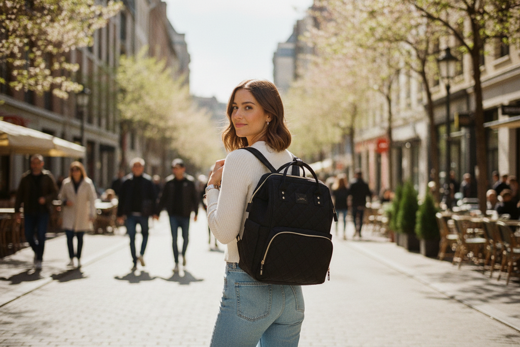 Sac à Dos à Langer 3-en-1 – Lit de Voyage, Imperméable, Charge USB, 7 Compartiments, Compatible Poussette | TrioNest™