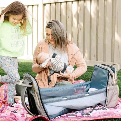 Sac à Langer Bébé NestBag 4 en 1 – Lit Pliant, Table à Langer, Poche Isotherme, Imperméable | TrioNest™