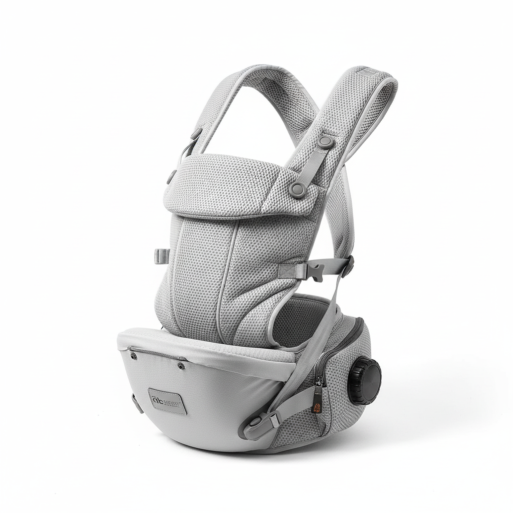 Porte-Bébé Physiologique avec Tabouret - Soutien Lombaire & Assise 30° - Confort Ergonomique 6-en-1 | TrioNest Air-Comfort