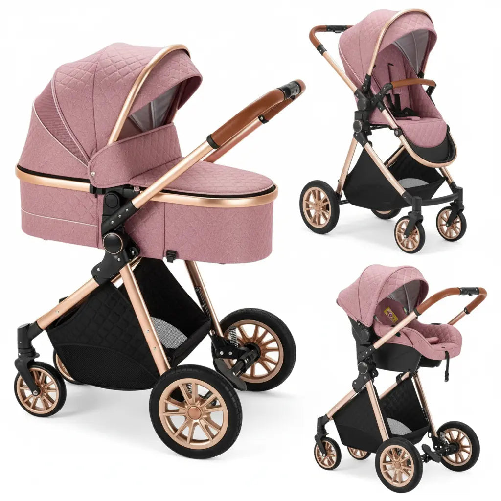 Poussette 3-en-1 Pack Naissance Complet – Nacelle, Siège Auto Groupe 0+, Siège Réversible, Design Urbain, 0-3 Ans | TrioNest™ URBANIA Aliexpress