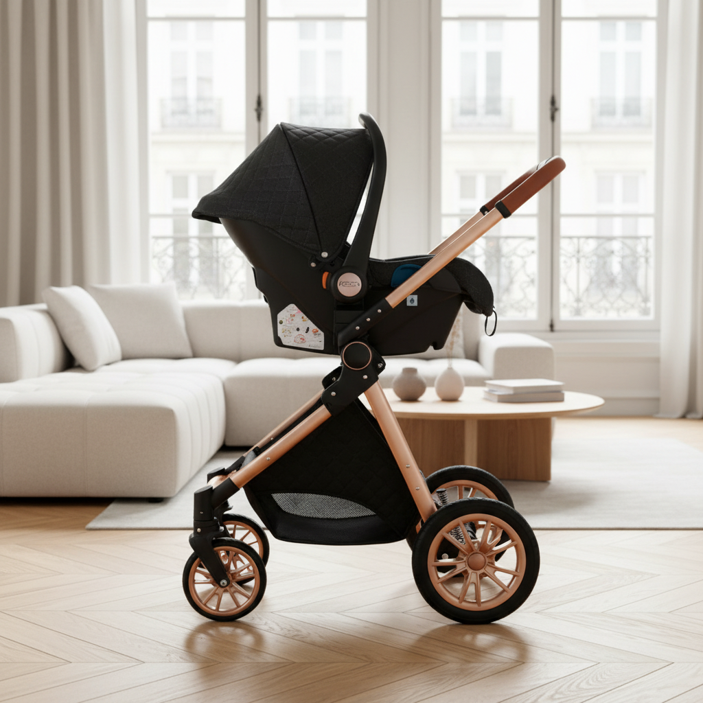 Poussette 3-en-1 Pack Naissance Complet – Nacelle, Siège Auto Groupe 0+, Siège Réversible, Suspensions, 0-3 Ans | TrioNest™ PRESTIGE