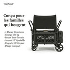 Poussette Wagon 4 Places Tout-Terrain – Harnais 5 Points, 150 kg, Toit UV, 8 Rangements, Pliable | TrioNest™ Wagon TrioNest™ Poussette 3 en 1