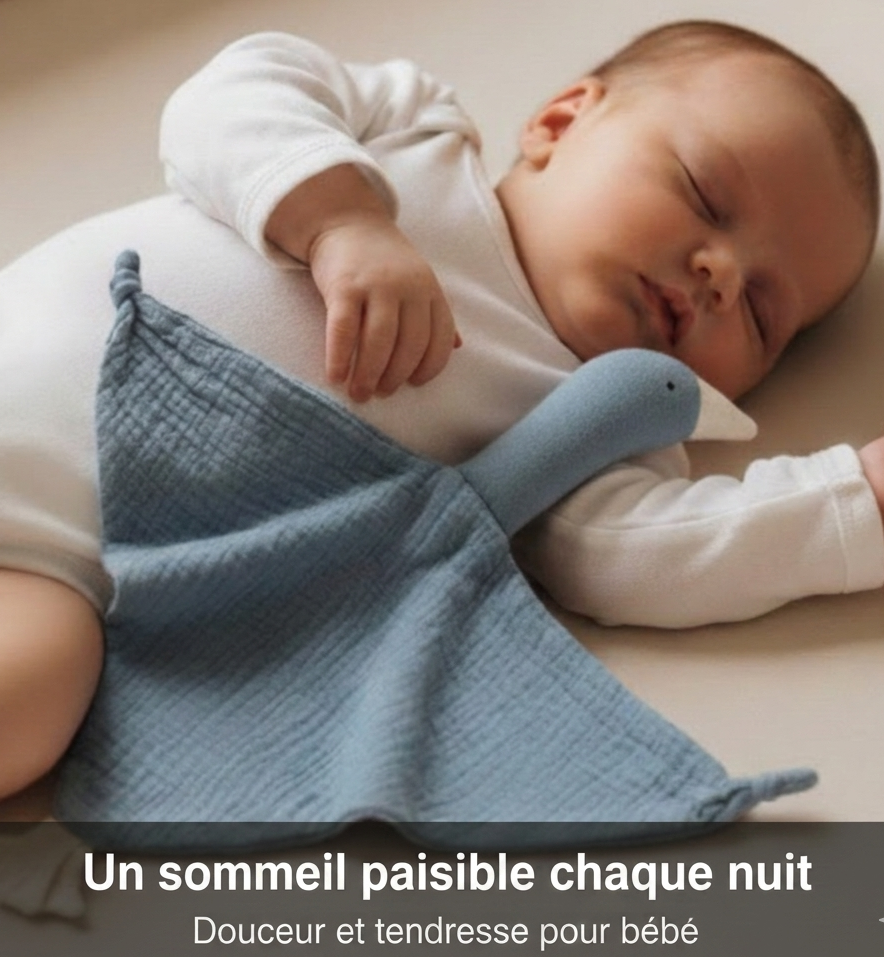 Doudou Bébé Canard CanardNest™ – Peluche Douce Apaisement Sommeil & Cadeau Baby Shower 5 Couleurs 47x43cm | TrioNest™