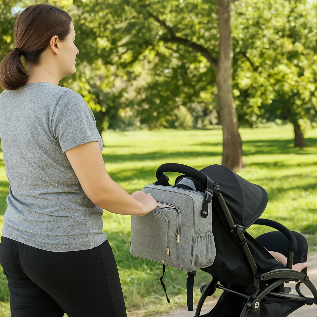 Sac à Langer Bébé Grande Capacité CapaciNest – PU/PVC, Bandoulière, Poches Zippées, 0,8 kg | TrioNest™