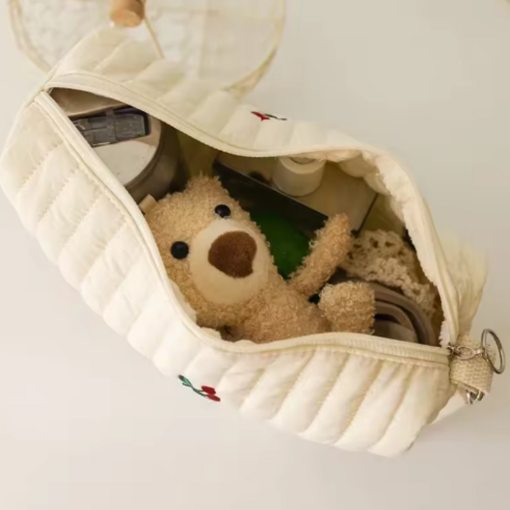 Sac à Langer Anses BlossoNest – Coton Brodé, Fermeture Éclair, Fixation Poussette, 100 g | TrioNest™