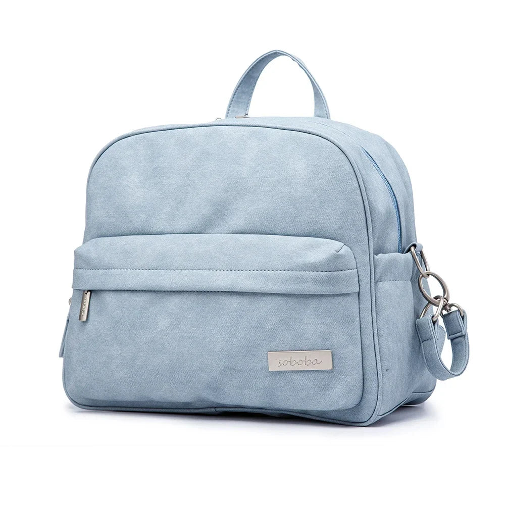 Sac à Langer Bleu Ciel Tissu Soft-Touch - Haute Capacité & Imperméable - Crochets Poussette Inclus | TrioNest™ UrbanSoft