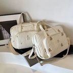 Sac à Langer Bébé à Bandoulière en Coton | TrioNest™ – Élégant, Poches Zippées, 2 Motifs, 34x26x10 cm