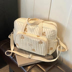 Sac à Langer Bébé à Bandoulière en Coton | TrioNest™ – Élégant, Poches Zippées, 2 Motifs, 34x26x10 cm
