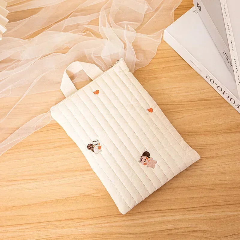 Sac à Langer Brodé Motifs Mignons | TrioNest™ – Coton, Fermeture Zippée, 4 Motifs au Choix
