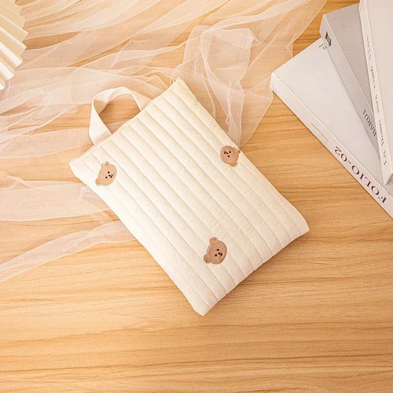 Sac à Langer Brodé Motifs Mignons | TrioNest™ – Coton, Fermeture Zippée, 4 Motifs au Choix