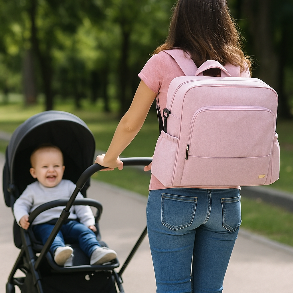 Sac à Langer Bébé Grande Capacité CapaciNest – PU/PVC, Bandoulière, Poches Zippées, 0,8 kg | TrioNest™