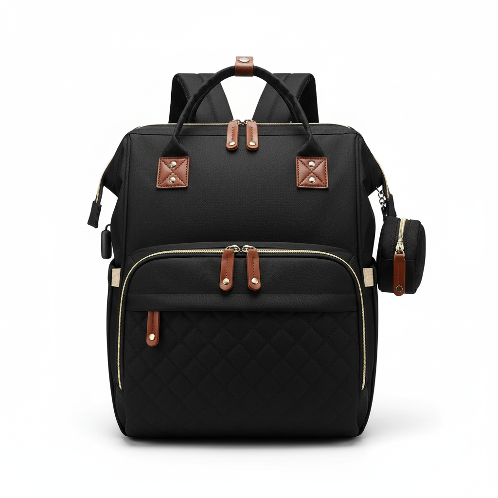 Sac à Dos à Langer 3-en-1 – Lit de Voyage, Imperméable, Charge USB, 7 Compartiments, Compatible Poussette | TrioNest™