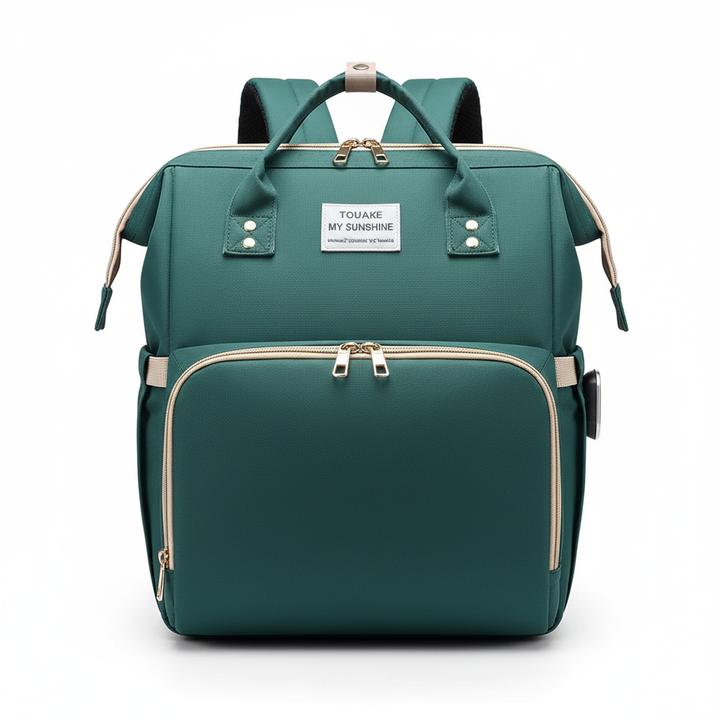 Sac à Dos à Langer 3-en-1 – Lit de Voyage, Imperméable, Charge USB, 7 Compartiments, Compatible Poussette | TrioNest™