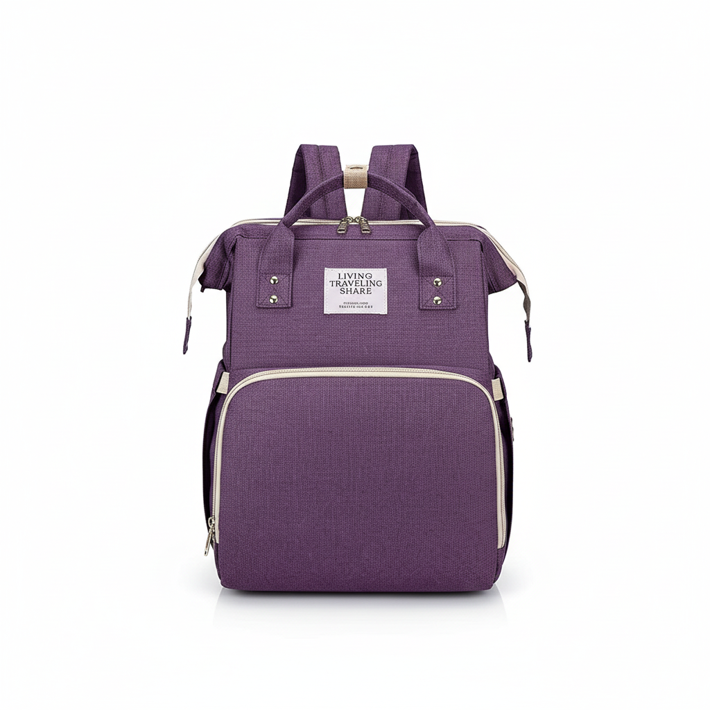 Sac à Dos à Langer 3-en-1 – Lit de Voyage, Imperméable, Charge USB, 7 Compartiments, Compatible Poussette | TrioNest™